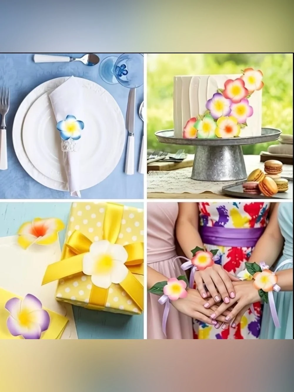 NWT-Plumeria 10-Piece Mixed Color Hair Clips Set